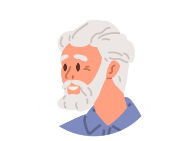 Yaşlılar illüstrasyon yapıyor. Yaşlı insanların avatarları kişisel ilgi alanlarını ve hobilerini yansıtabilirler. Yaşlı insanların yüzleri, iyi yaşanmış yaşamı simgeler. Etkili simgeler.