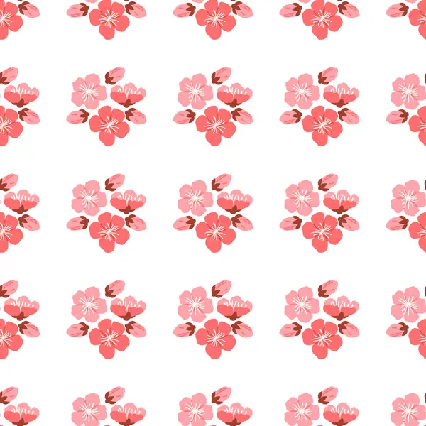 Sakura模式矢量图解 无缝的设计展示了复杂的细节和复杂的纹理 绽放着樱花 樱花所创造的华丽的氛围笼罩着整个空间 — 图库矢量图片