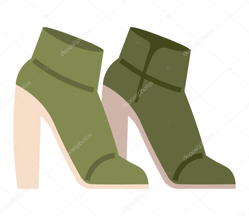 Elegantes Botas Verdes Aislado Mujer Calzado Par Mujeres Zapatos