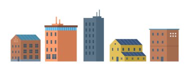 Temiz şehir vektör illüstrasyonu. Temiz bir şehir, şehir hayatının her alanında çevre dostu uygulamaları kucaklamaktadır. Yeşil bina tasarımlarını teşvik eder, sürdürülebilir ulaşımı teşvik eder.