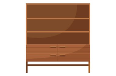 Mutfak mobilya vektör illüstrasyonu. Konforlu mobilyalar ve dekoratif aksesuarlar mutfak iç dekorasyonlarını tanımlar, şık dekorlarla süslenir, mutfağı rahat hale getirir.