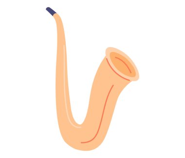 Müzik aletleri vektör illüstrasyonu. Dünya Müzik Günü, çeşitlilik melodilerini kucaklıyor, kültürleri uyumlu hale getiriyor Enstrümantal eğlence, dünya ritmik mutluluğuna huzurlu bir kaçış sunuyor. Sarı saksafon.