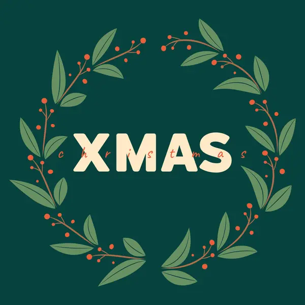 Elegant Christmas Wreath Illustration Captures Holiday Spirit Word Xmas Its — Stock Vector