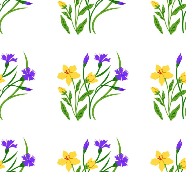 Blumenmustervektorillustration Der Hintergrund Zeigte Lebendige Florale Muster Inspiriert Von Der — Stockvektor