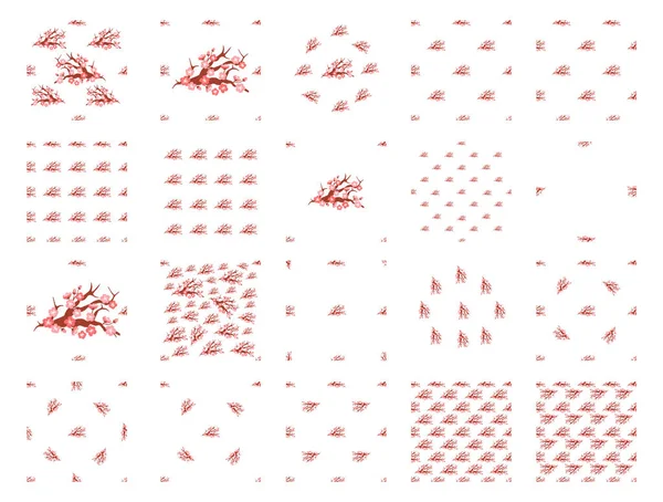 桜模型ベクターイラスト シームレスな桜模様のコンセプトは 相互依存性と相互接続性すべての生物を探求しました 装飾的な要素は 繰り返し桜を組み込まれました — ストックベクタ