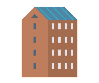 Gökdelen vektör çizimi. Gökdelenler içindeki lüks evler yerleşimcilere modern ve lüks bir yaşam tarzı sunuyor. İnşa edilmiş yapı gökdelenleri kentsel kalkınma için amblem görevi görüyor.