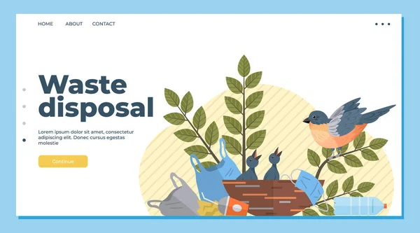 废物污染媒介说明 减少和回收废物的努力有助于环境保护和可持续性气候行动计划必须包括废物管理战略 — 图库矢量图片