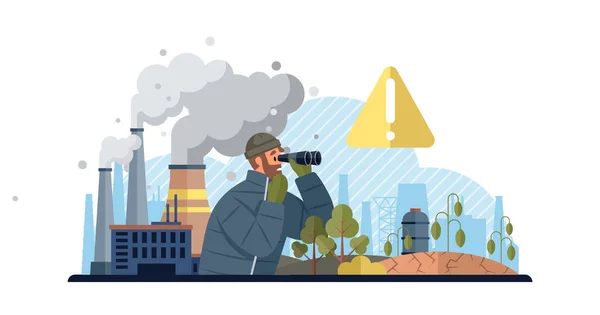 Illustrazione Del Vettore Dell Inquinamento Atmosferico Riduzione Delle Emissioni Spada — Vettoriale Stock