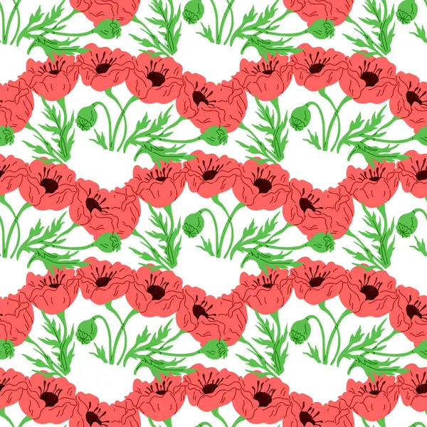 Seamless Pattern Flowers Vector Illustration Endless Repetition Seamless Pattern Created — Stock Vector