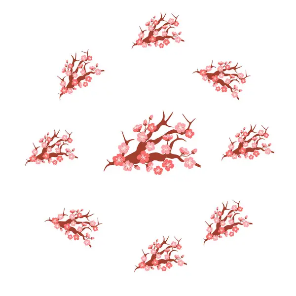Sakura Mönster Vektor Illustration Det Upprepade Mönstret Sakura Blommar Symboliserade — Stock vektor