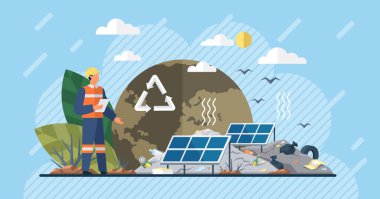 Photovoltaic vector illustration. Renewable energy sources offer clean and sustainable alternative to fossil fuels Photovoltaic technology revolutionizes way we harness solar energy for electricity clipart