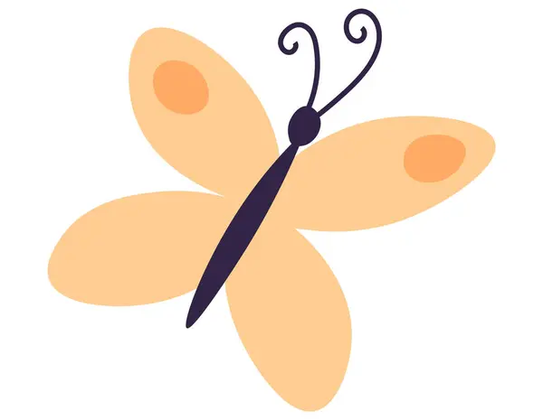 Charmanter Aprikosenfarbener Schmetterling Mit Verspielten Flecken Und Skurril Gewellten Fühlern lizenzfreie Stockvektoren