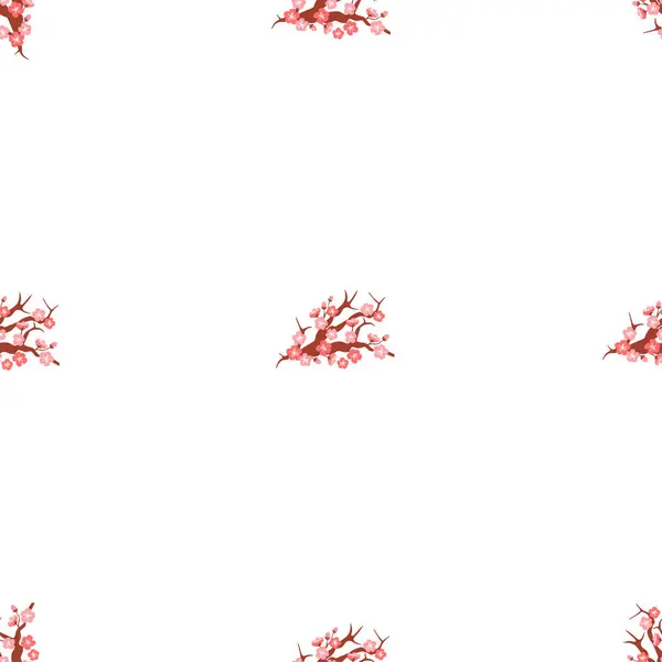 Sakura模式矢量图解 在宁静的背景下 无缝的设计展示了精致美丽的盛开的藏红花 藏红花营造出的华丽的氛围吸引了观众 图库插图