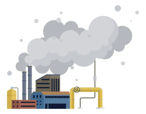 Ilustrasi Vektor Factories Polusi Pengganggu Dalam Cerita Lingkungan Tantangan Ekosistem - Stok Vektor
