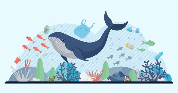 Ocean Pollution Vector Illustration Harmful Effects Ocean Contamination Extend Very Stock Illustration