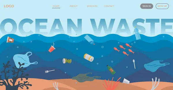 Векторная Иллюстрация Загрязнения Океана Экологические Методы Необходимы Предотвращения Дальнейшего Вреда Векторная Графика