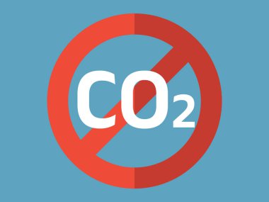 Karbondioksit vektör çizimi. Artan karbondioksit seviyesi, karbondioksitin neden olduğu çevresel hasarın hassas dengeyi bozduğunun altını çiziyor.