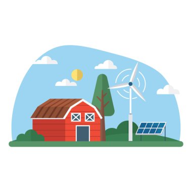 Güneş enerjisi vektör çizimi. Güneş pillerinin kullanımı sürdürülebilir enerji üretimi için yenilikçi bir yaklaşımdır. Çevre dostu teknoloji temiz enerji elektrikli araçlara geçişte hayati rol oynar.