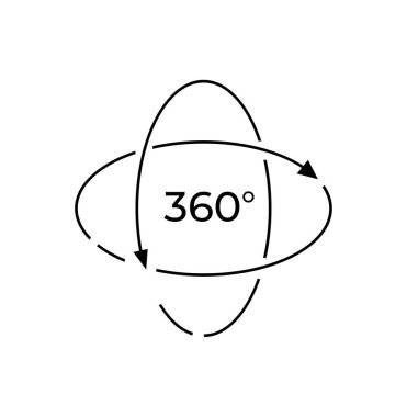 360 derecelik bir görünüm sembolü olan minimal simge, VR 'yi, panoramik görüşü ya da şaşırtıcı deneyimleri temsil ediyor. Sanal gerçeklik içeriği, teknik arayüzler veya dijital deneyimler için ideal.