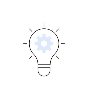 İçinde teçhizat olan ampul simgesi, yeniliği, fikirleri ve teknik yaratıcılığı simgeliyor. Tasarım asgari düzeyde, yaratıcılıkla teknik uzmanlığı birleştirme kavramına odaklanıyor..