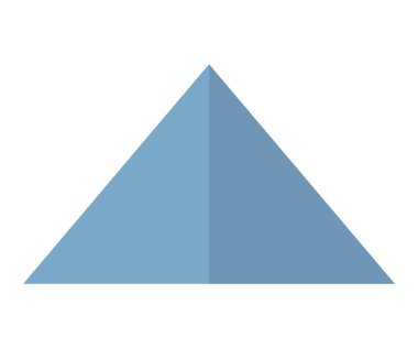 Çeşitli kullanımlar için basit geometri, tasarım veya yön kavramlarını sembolize eden mavi üçgen simgesi.