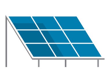 Yeşil enerjiyi, sürdürülebilirliği, yenilenebilir gücü ve çevresel temaları temsil eden güneş paneli simgesi.