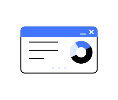 Veri analizi, performans takibi ve iş zekasını temsil eden çizelge ve listeli dijital bir panelin minimalist çizimi. Temiz tasarım netlik ve işlevselliği vurgular.