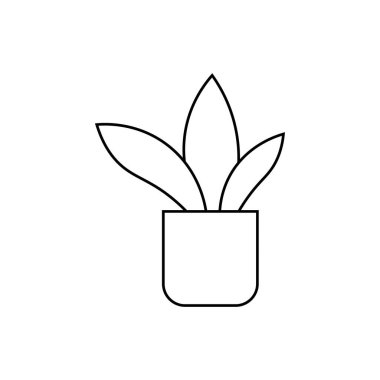 Minimalist saksı bitkisi ikonu, doğayı, büyümeyi, kapalı alanda yeşilliği ve sürdürülebilirliği sembolize ediyor. Tasarım, günlük yaşamdaki doğal elementlerin ve çevre dostu uygulamaların önemini vurguluyor..