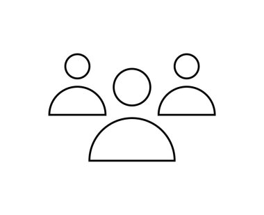 Takım çalışması, grup işbirliği, sosyal ağ ve kurumsal ortamlar ve takım tabanlı yazılım içerisindeki örgütsel bağlantıları tasvir eden üç kullanıcının simgesi.