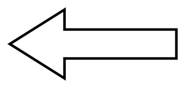 Görüntü, beyaz bir arkaplanda siyah çizgili sola dönük bir ok gösteriyor. Temalar arasında yön bulma, yön bulma, işaret etme, semboller ve minimalizm yer alıyor.