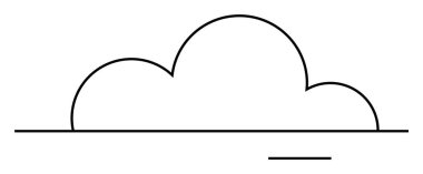 Black outline of a stylized cloud hovering above a horizontal line. Ideal for weather, simplicity, minimalism, education, kids. Clean, crisp design with no other elements. clipart