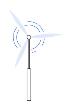 Dönen üç pervaneli dikey rüzgar türbini. Yenilenebilir enerji, çevresel farkındalık, temiz güç, sürdürülebilirlik ve yenilik için ideal. Geometrik basitlik.