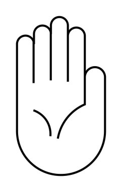 Detaylı avuç içi çizgileri olan açık bir elin ana hatları. Maneviyat, meditasyon, sağlık, bilim ve eğitim için ideal. Basit satır sanatı, tek renk..