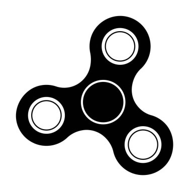 Üç çatallı kıvrımlı dairesel bilyalı siyah beyaz bir siluet. Stres giderme, odaklanma iyileştirme, ADHD yönetimi, duyusal oyuncaklar ve rahatlama gibi konular için ideal