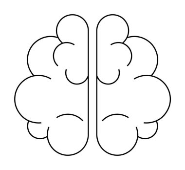 Bulut benzeri desenlere sahip insan beynini gösteren basit çizgi sanatı. Nöroloji, psikoloji, yaratıcılık, akıl sağlığı ve eğitim için ideal. Modern minimalist tasarımlar için uygun. Siyah ve beyaz