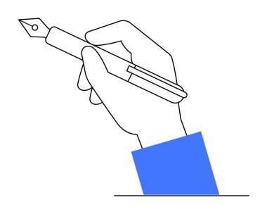 Dolmakalem tutan bir elin basit bir çizimi. Yazmak, yaratıcılık, eğitim, profesyonellik ve iletişim temaları için idealdir. Temiz vektör biçimi ayrıntıyı vurgular.