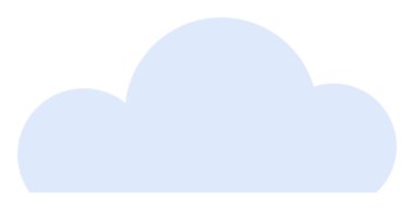 Beyaz arka planda pürüzsüz kenarları olan yumuşak, açık mavi bulutlu bir şekil. Hava tahminleri, çevre projeleri, çocuk çizimleri, dijital uygulamalar ve minimalist tasarımlar için idealdir. Basit.