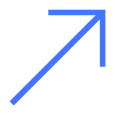 Mavi ok yukarı doğru çapraz olarak sağ tarafı gösteriyor, büyümeyi, yükselişi, ilerlemeyi, başarıyı ve yönü temsil ediyor. İş, başarı, strateji, finans ve navigasyon için ideal. Basit vektör