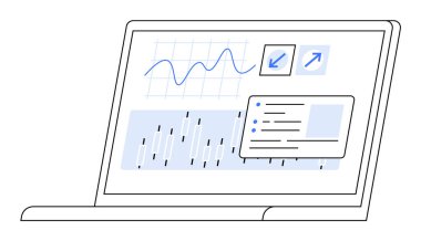 Ekran grafikleri, grafikler ve istatistiksel verilerle bilgisayarı aç. İş analizleri, finansal raporlar, veri görselleştirme, piyasa araştırması ve performans takibi için ideal. Temiz, modern,