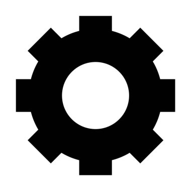 Beyaz arka planda sekiz dişi olan siyah dişli bir dişli. Mekanik, mühendislik, endüstriyel tasarım, otomasyon, makineler ve teknik grafikler için ideal. Basit, modern, vektör biçimi.