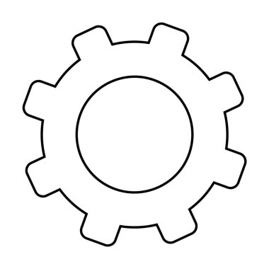 Beyaz arka planda sekiz dişli bir dişlinin siyah çizgisi. Mühendislik, makine, teknoloji, imalat ve teknik sunumlar için ideal.