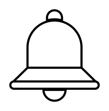 Siyah çizgili basit çan şekli, minimalist tasarımı sergiliyor. Bildirimler, uyarılar, hatırlatıcılar, alarmlar ve kullanıcı arayüzü ögeleri için ideal.