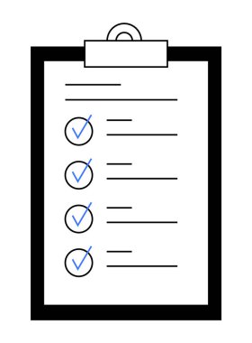 Mavi işaretli bir listenin yer aldığı bir panoya yapıştırılmış minimalist bir kağıt. Verimlilik, verimlilik, yapılacaklar listesi, ofis işleri, organizasyon ve proje planlaması için ideal. Temiz ve