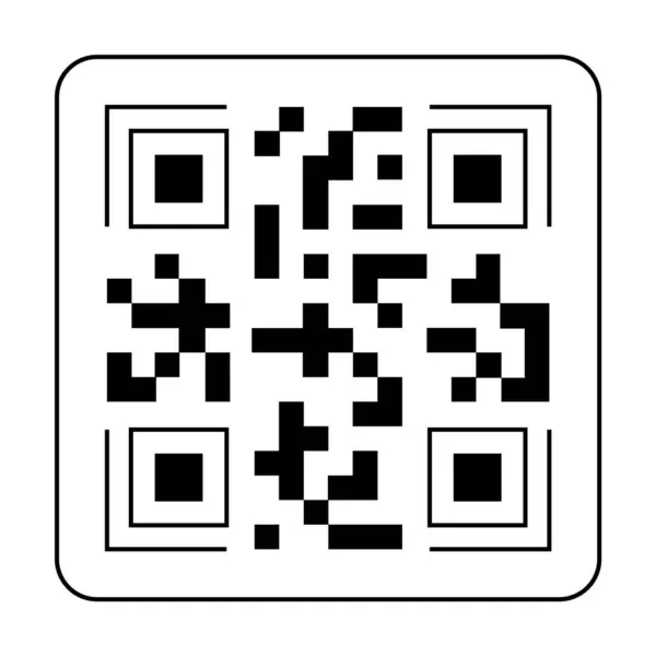 stock vector Black and white QR code with square patterns on a white background, ideal for data encoding, digital menus, contactless payments, and marketing promotions.