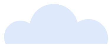 Yuvarlak kenarlı basit ve minimalist mavi bulut. Hava durumu, dijital arayüz tasarımları, eko-temalı projeler, çocuk çizimleri ve minimalist grafik sanatı için ideal.