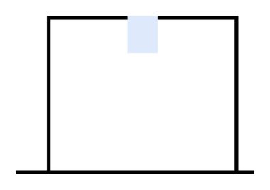 Ortasında mavi dikdörtgen şerit olan basit bir kapı çizgisi. Minimalizm, iç dekorasyon, mimari, vektör grafikleri ve modernizm için idealdir. Temiz çizgiler ve açık renkler çağdaşlığı vurgular