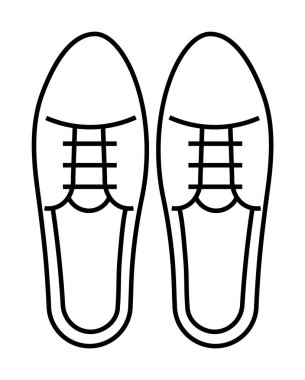 Yukarıdan bakıldığında basit çizgili ayakkabı çizimleri, bağcıklar ve temiz çizgiler. Moda tasarımı, ayakkabı endüstrisi, minimalist sanat, giyim markası ve siyah-beyaz çizimler için ideal..