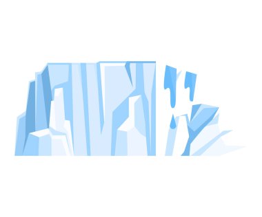 Yüksek buzullar simgesi. Buzdağının üst kısmı, su üstü buz dağları düz stil vektör çizimi. İklim değişikliği farkındalığı kavramı, doğadaki küresel kriz, gezegenimizin geleceği. Kutup manzarası