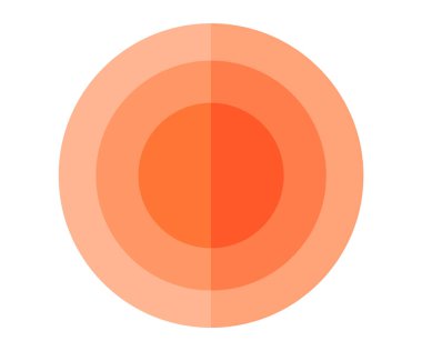 Değişen turuncu tonlardaki eş merkezli daireler basit bir geometrik tasarım oluşturur. Basitlik, modernlik, minimalizm, tasarım estetiği ve soyut sanat temaları için idealdir. Çemberler ışıldıyor
