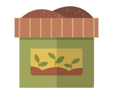 Tahta bitki yetiştirme kutusu, sandık, toprak dolu konteynır, beyaz arka planda izole edilmiş kartonda humus. Gübre için organik toprak yığını. Doğal çöpleri geri dönüştürüyorum. Toprak solucanları ve geri dönüşümlü çöpler.